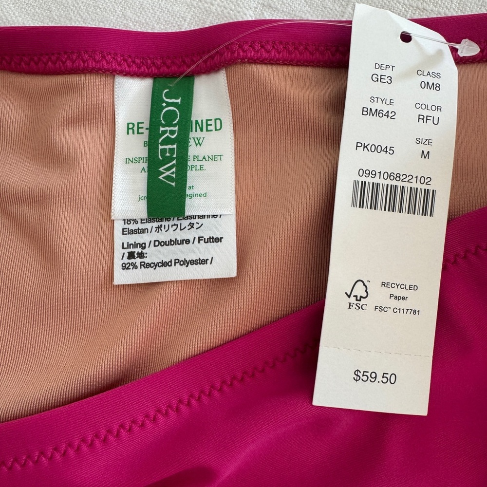 NWT J. Crew high-rise full-coverage bikini bottom in Radiant Fuchsia, M - Picture 2 of 9